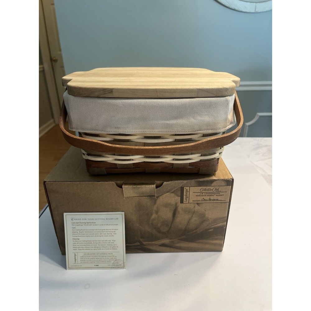 Longaberger 2008 Collectors Club JW HERITAGE SERIES Basket Set Cutting Board Lid